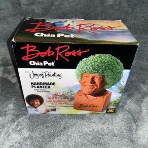 Chia Pet Bob Ross The Joy Of Painting Pottery Planter NWT